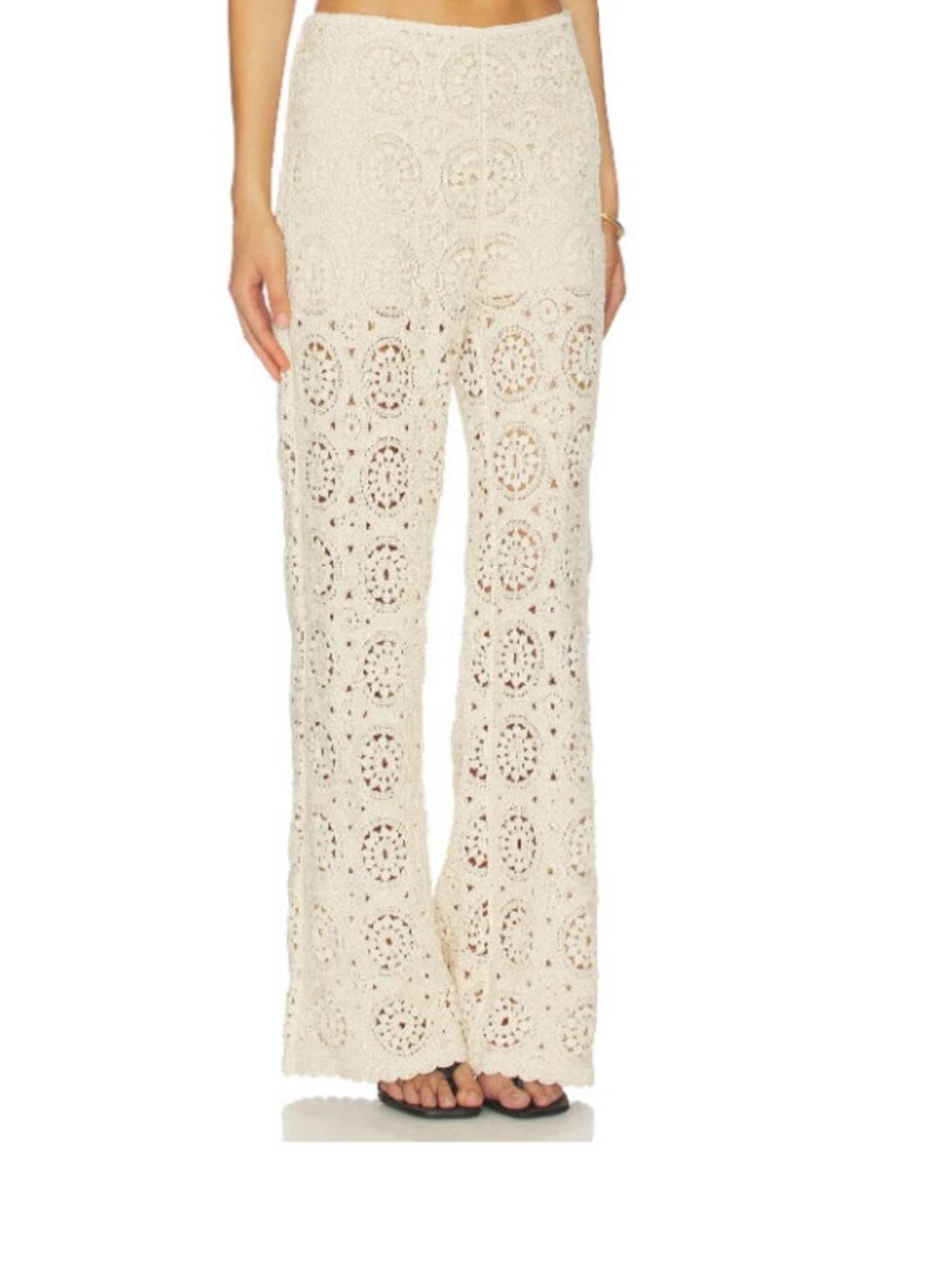 NWT Womens Misa Los Angeles Cream (Item- 211) Crochet  Pull-On Terra Pant S - Picture 2 of 15